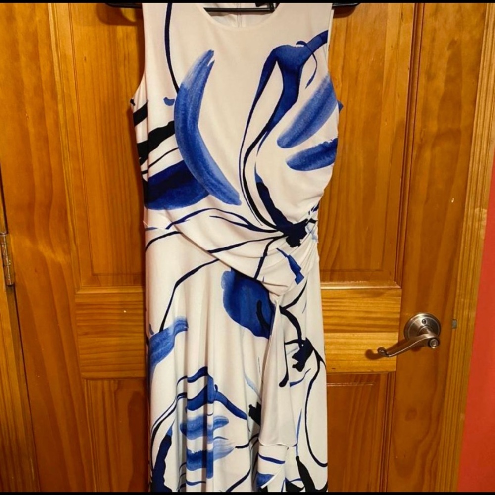 DKNY White and Blue Marble Dress
